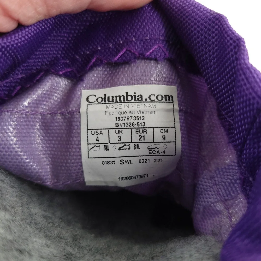 Columbia‎ Powderbug Plus II Snow Boots Toddler 4 Purple Black Winter Insulated